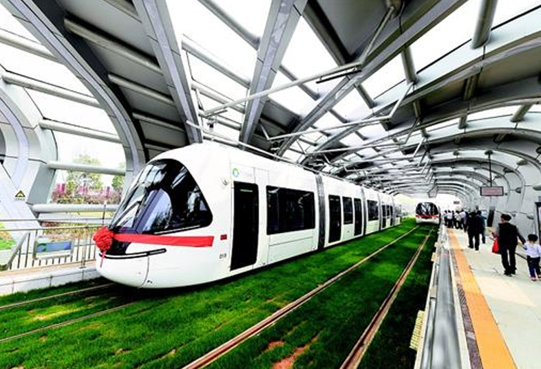 Modern tram in Wuhan Development Zone